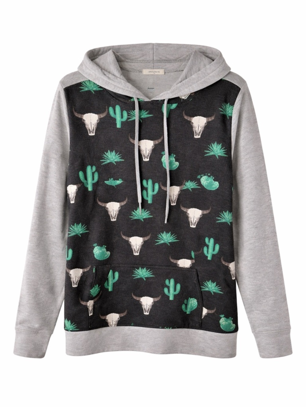 12PM by Mon Ami Cactus Skull Hoodie Western Graphic Pullover M